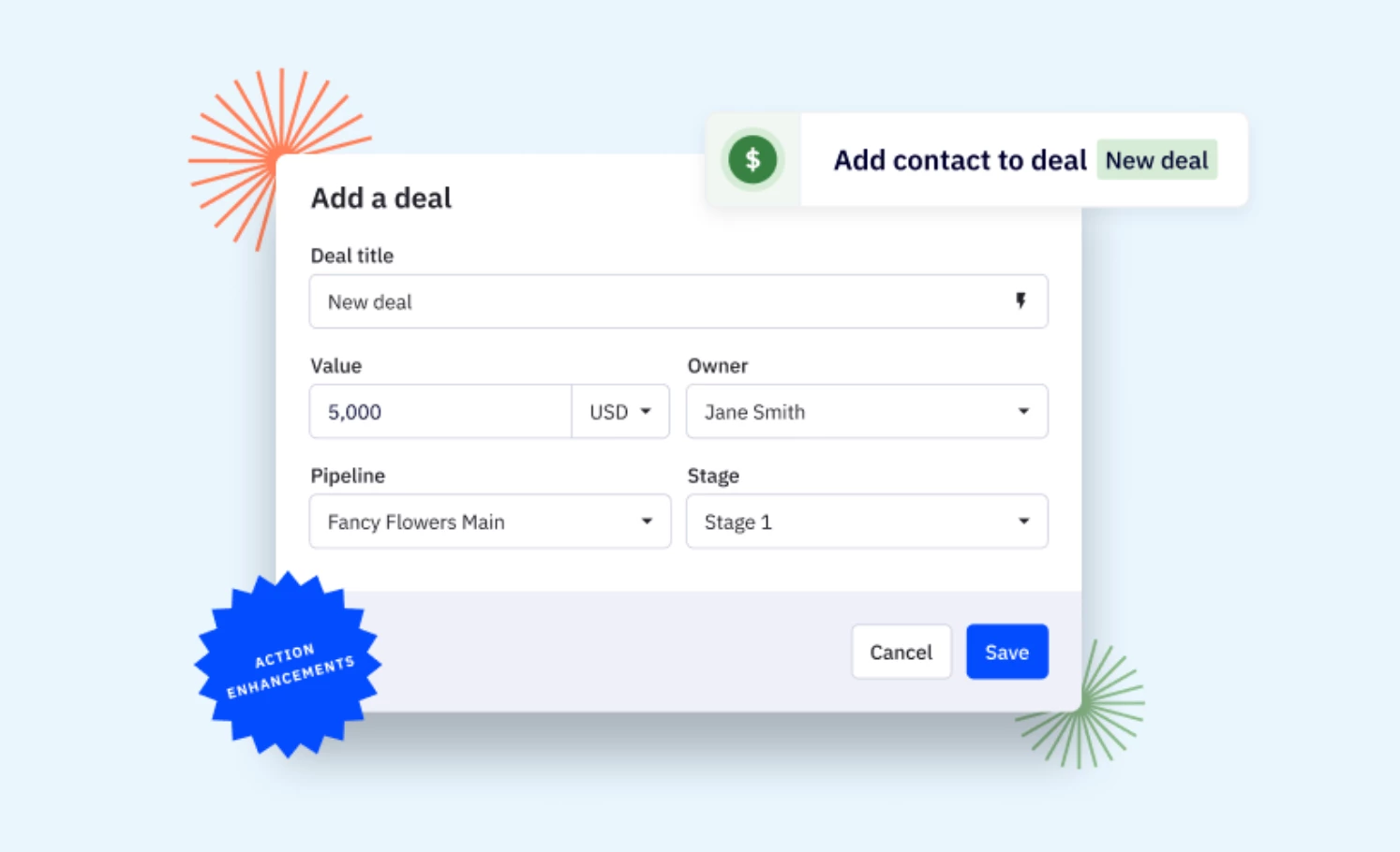 Action Updates: Update deal title, stage, and more (September 12, 2024)