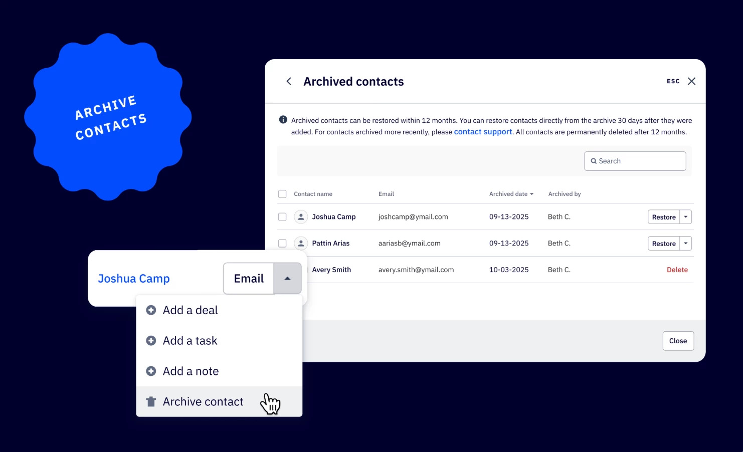 Archive contacts in ActiveCampaign (December 17, 2025)