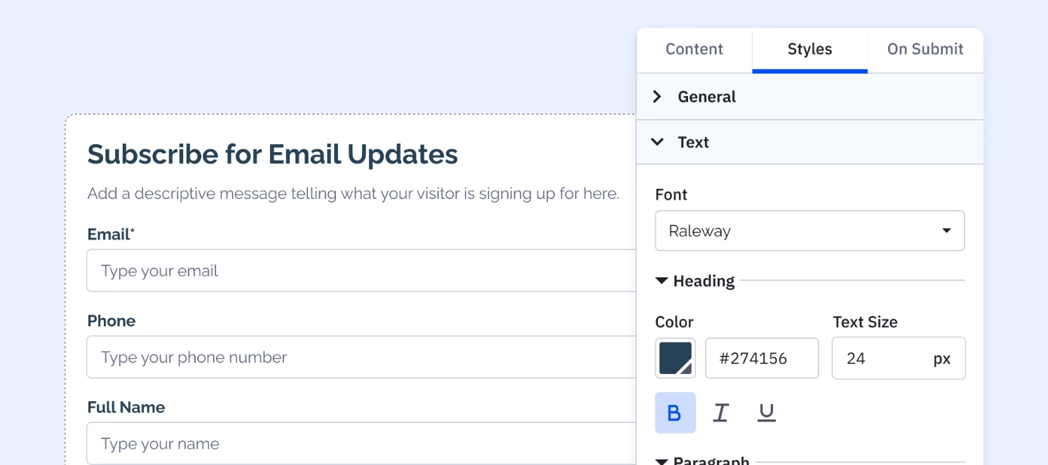 New fonts and text options for Forms (February 1, 2024)