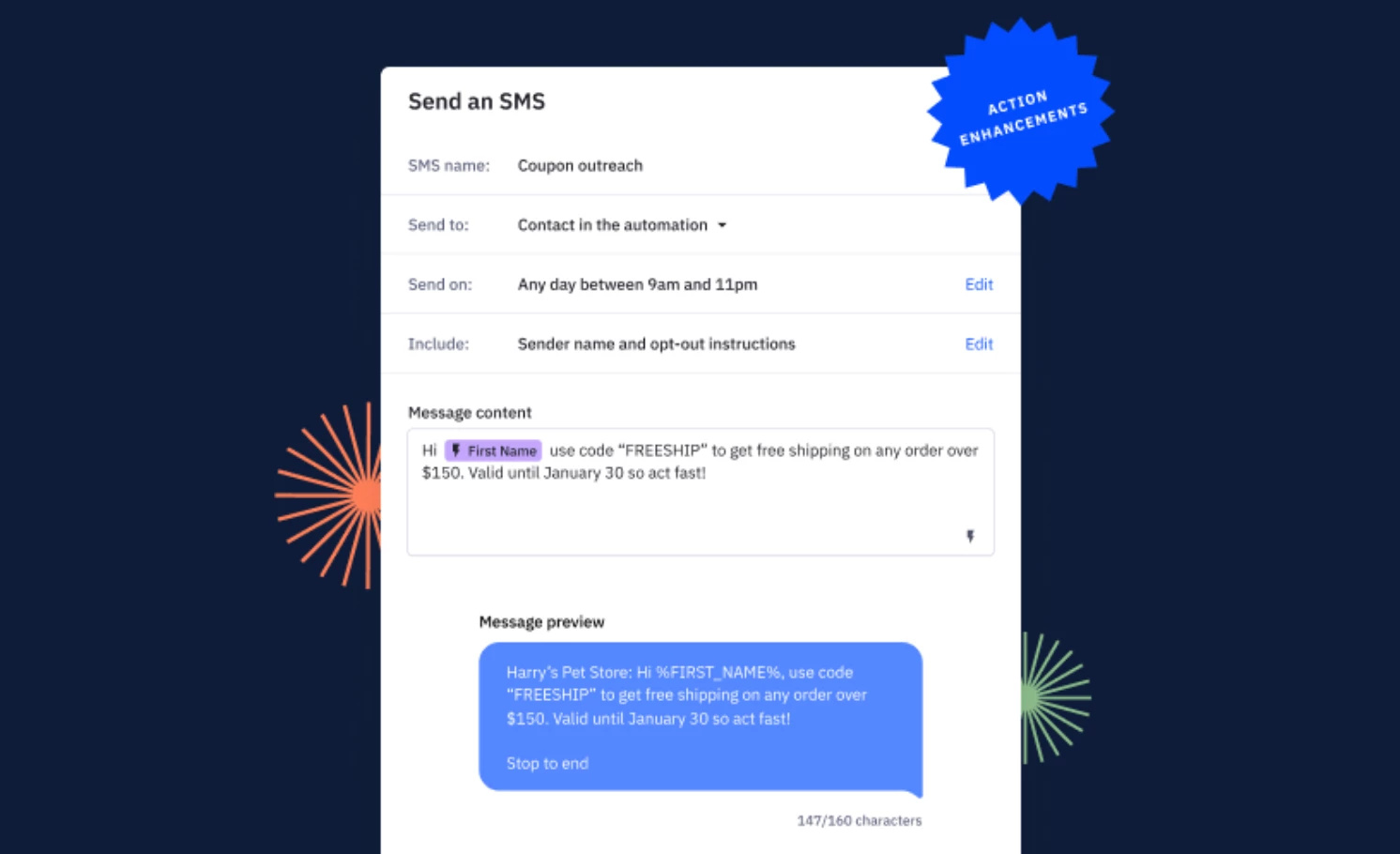 SMS Automation Action Improvements (August 15, 2024)
