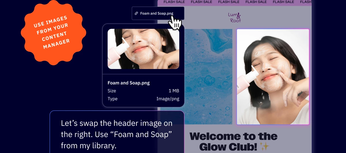 Prompt Active Intelligence to pull images from your content library to use in an email campaign