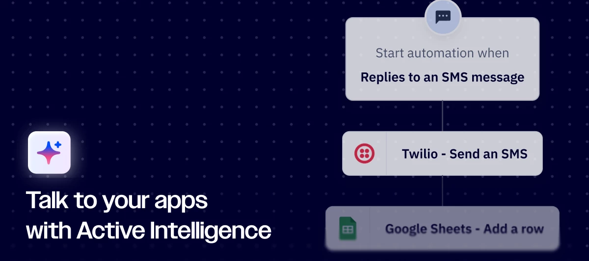 Ask Active Intelligence to trigger an action with your CX apps such as sending an SMS with Twilio.