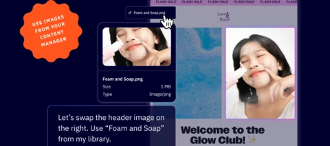 Prompt Active Intelligence to pull images from your content library to use in an email campaign