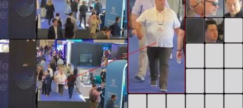 Real-time person-of-interest tracking and face recognition across live 8K feeds at ISC West 2026.