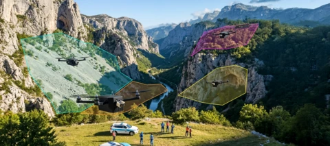 Drones flying over various areas during a search and rescue mission in Croatia