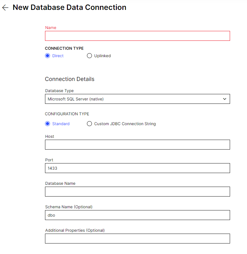 New database connection parameters