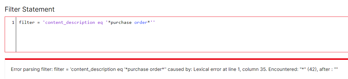 Error in extraction filter