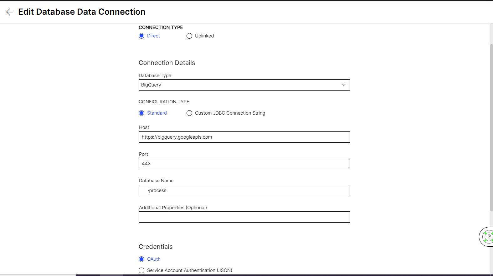 Capture 1 - Data Connection b/w GCP Bigquery & Celonis