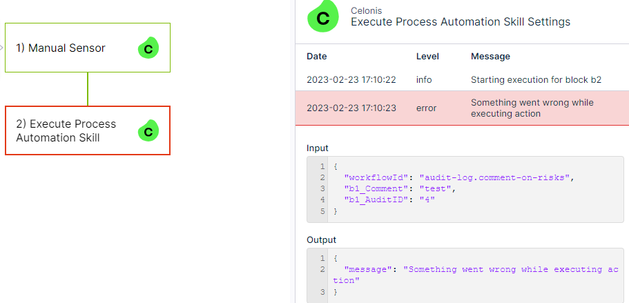 Example of occurred error