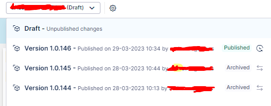 Versions Published/Archived