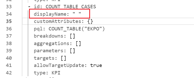 YAML code in case that a white space is set as displayName