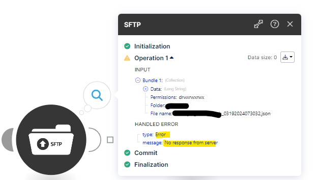 SFTP no response from server error