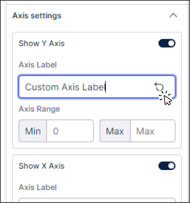 The refresh button at the end of the Axis Label box to revert a custom title.