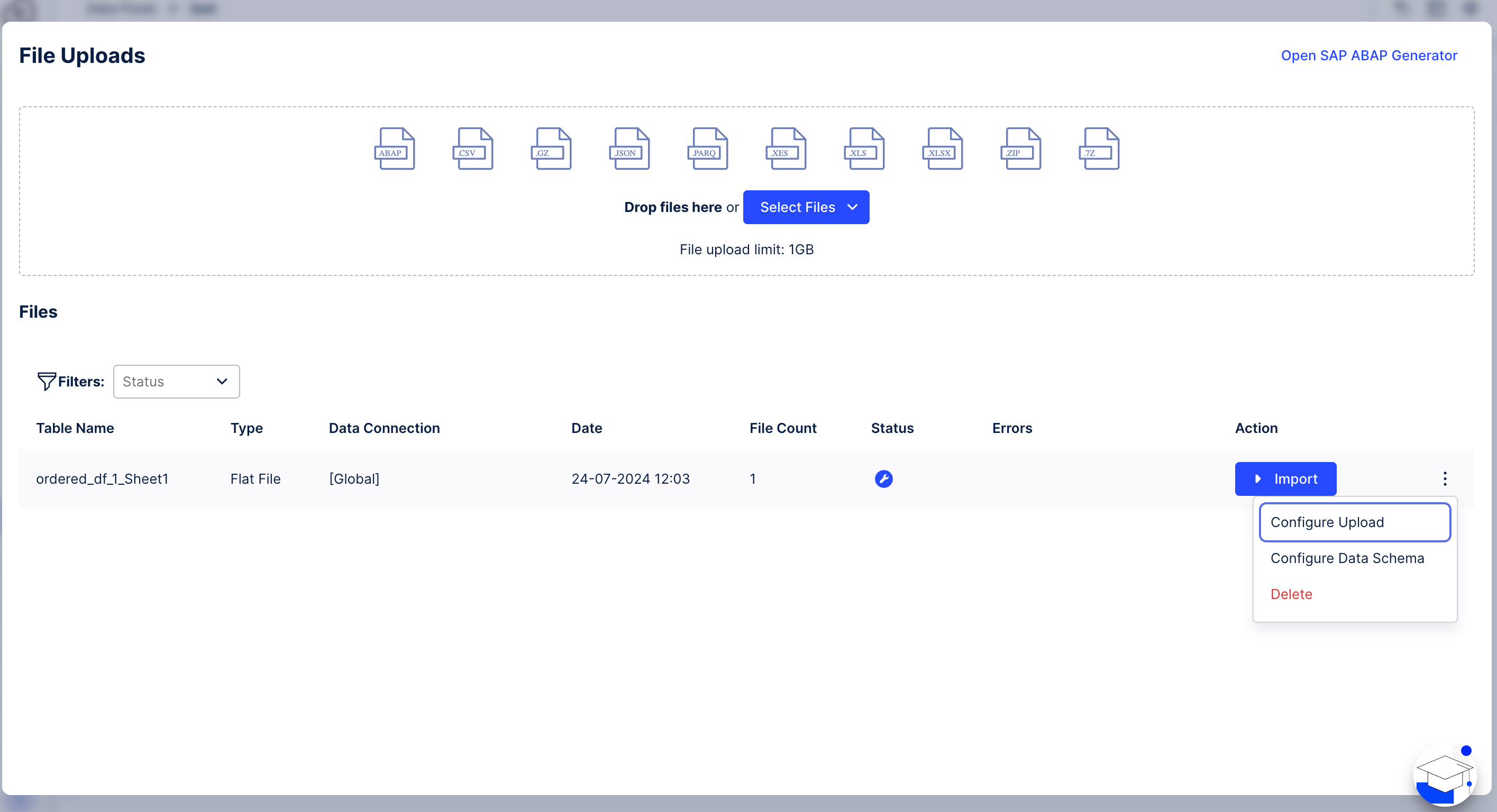 Configure Data Scheme on the bottom right