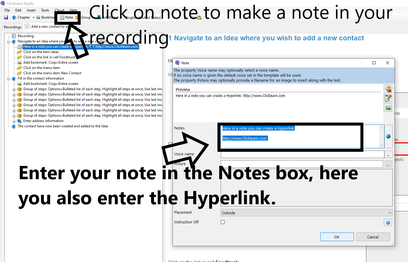 Add Hyperlink to Recording  Clicklearn Community