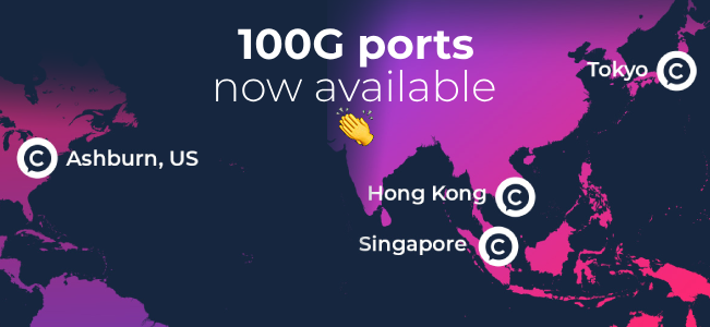 100G ports now available in Asia and the USA