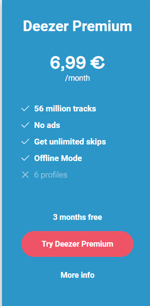 Deezer 3 months free trial