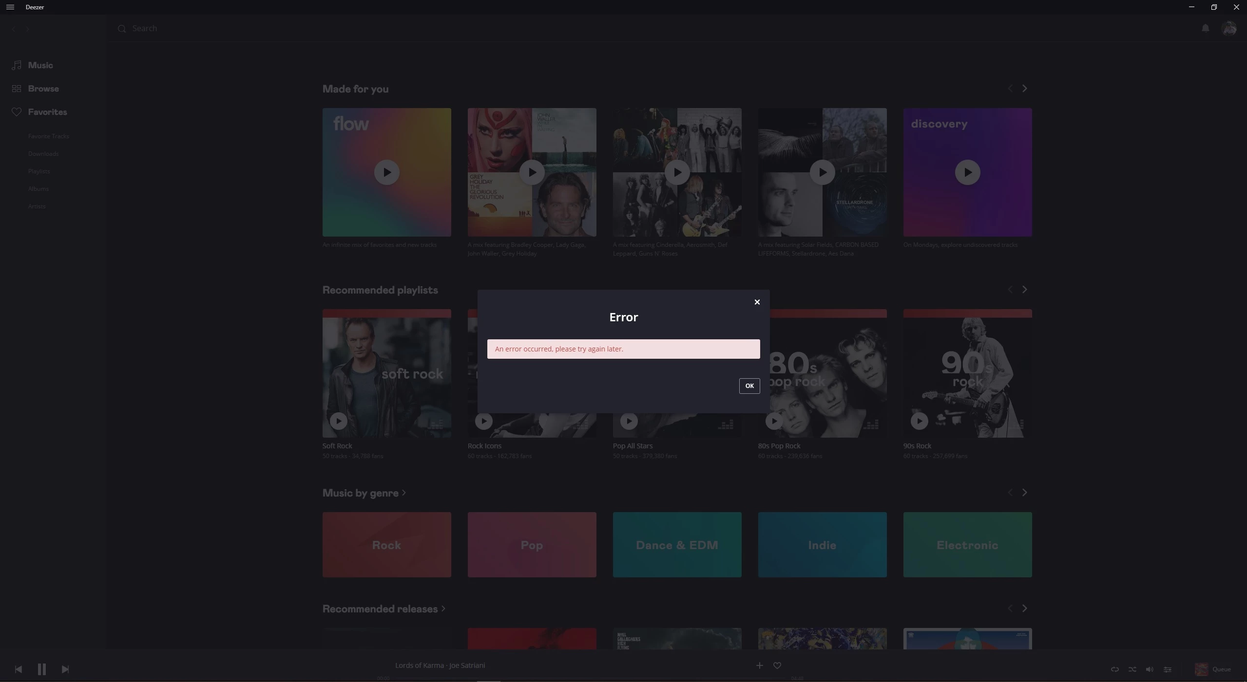 An Error Occurred Please Try Again Later Hifi Tracks On Deezer Desktop App For Mac And Windows Deezer Community Bringing Music Lovers Together