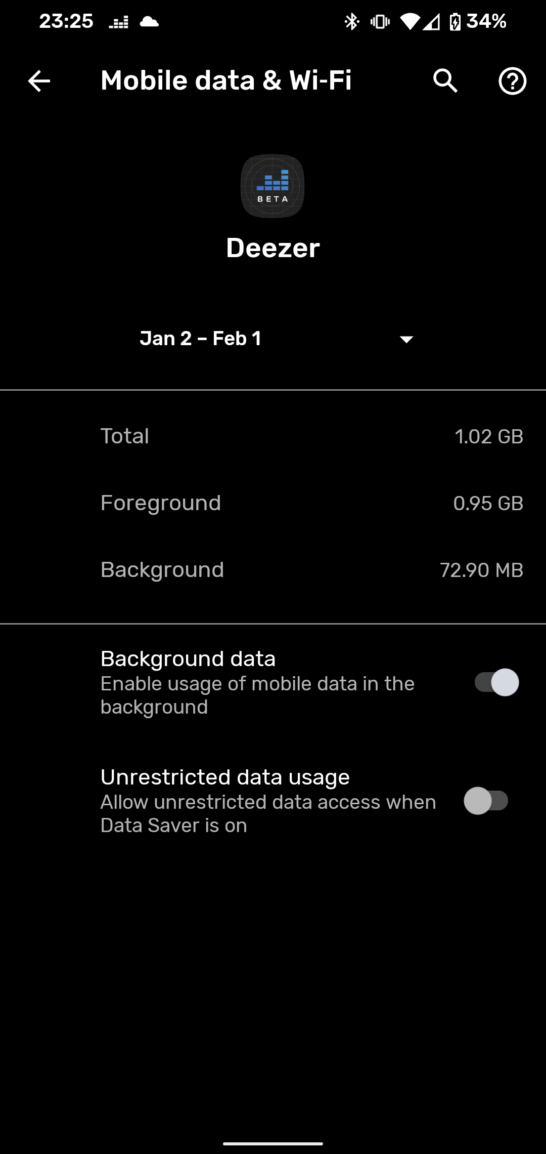 Deezer data usage software