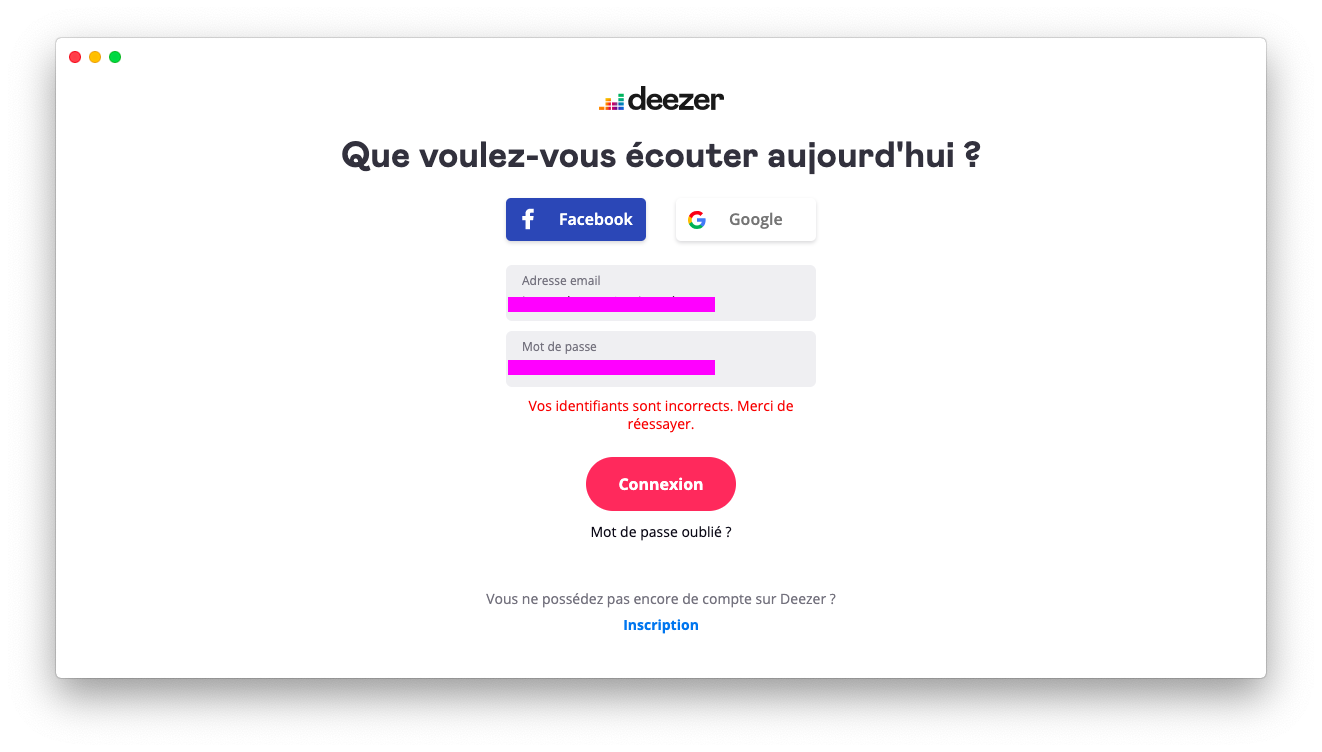 Application Deezer Sur Mac Connexion Impossible Identifiants Incorrects Reunir Les Fans De Musique