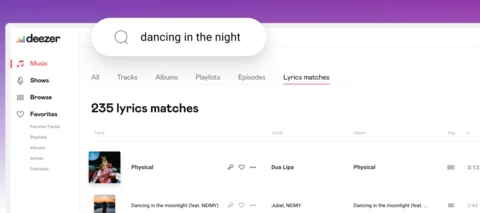 Recherchez des titres... avec les paroles !