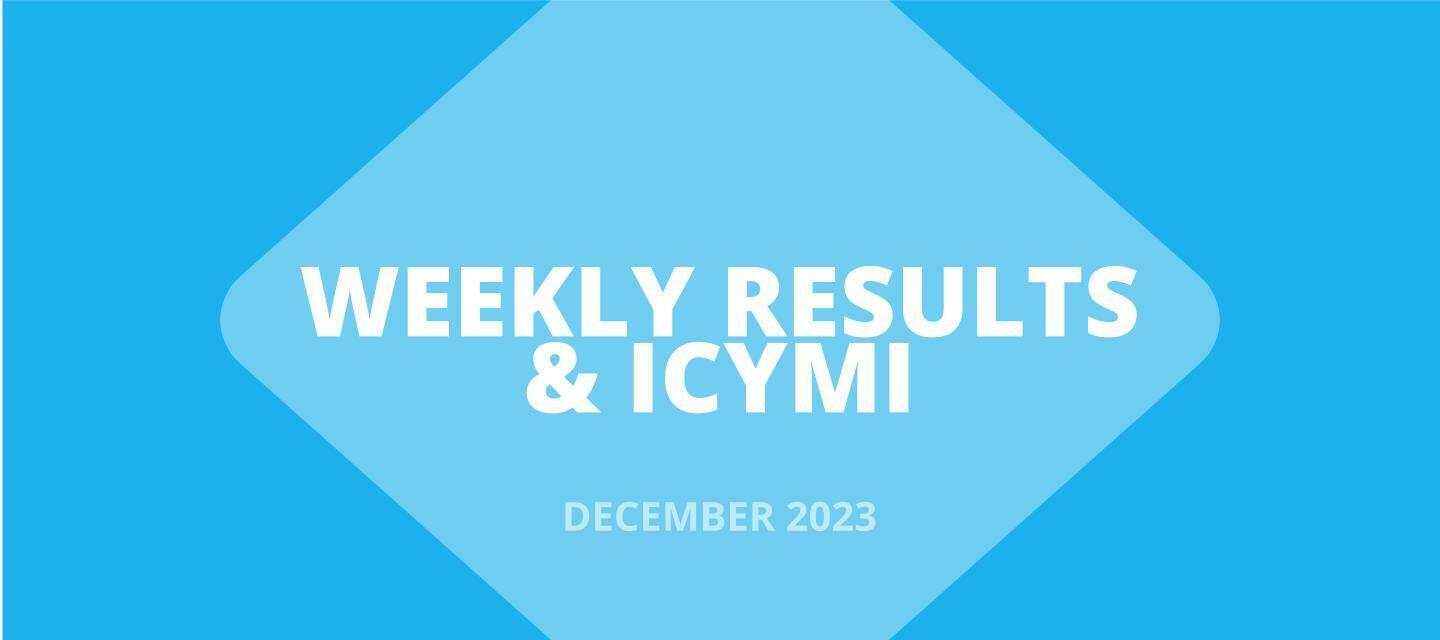 DEC 18-22: 🏆 Results + 📌 ICYMI