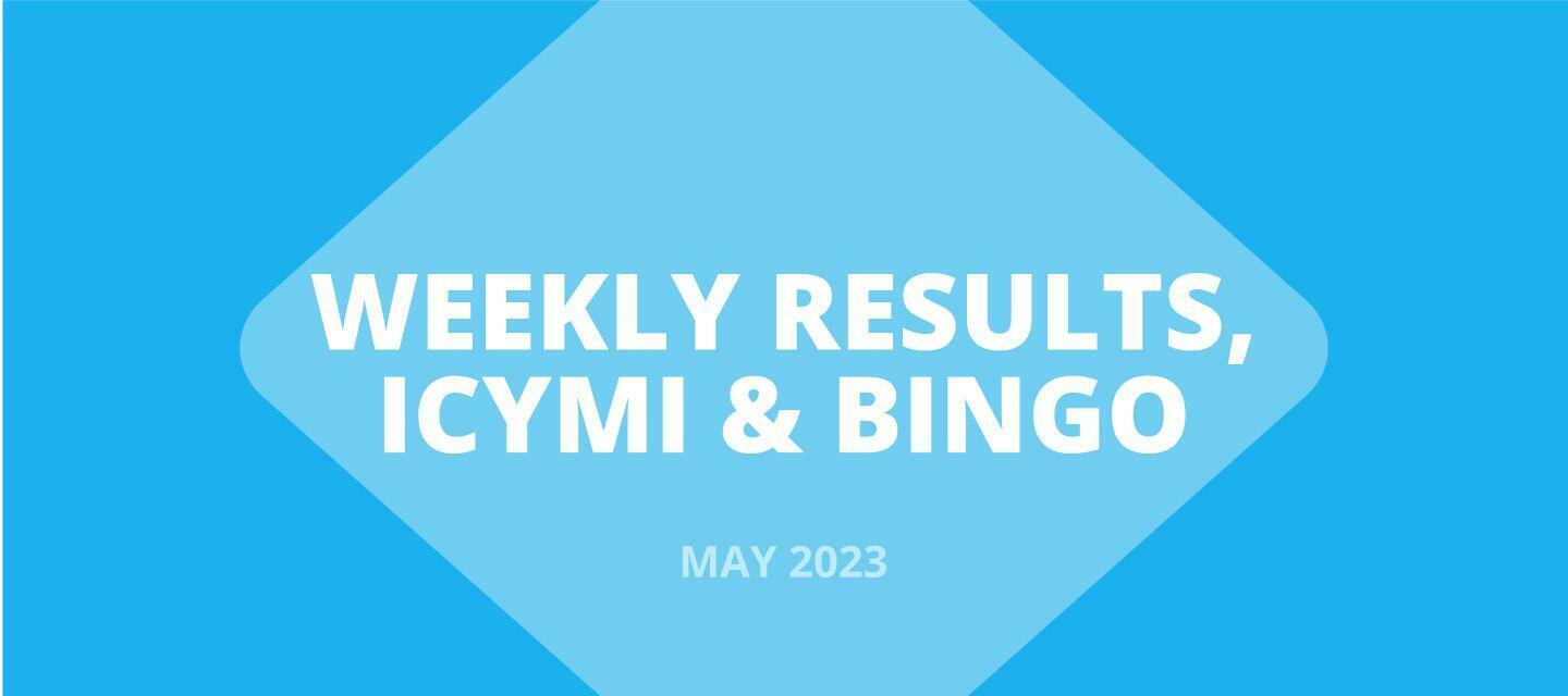 MAY 22-26: 🏆 Results + 📌 ICYMI + Birthday BINGO