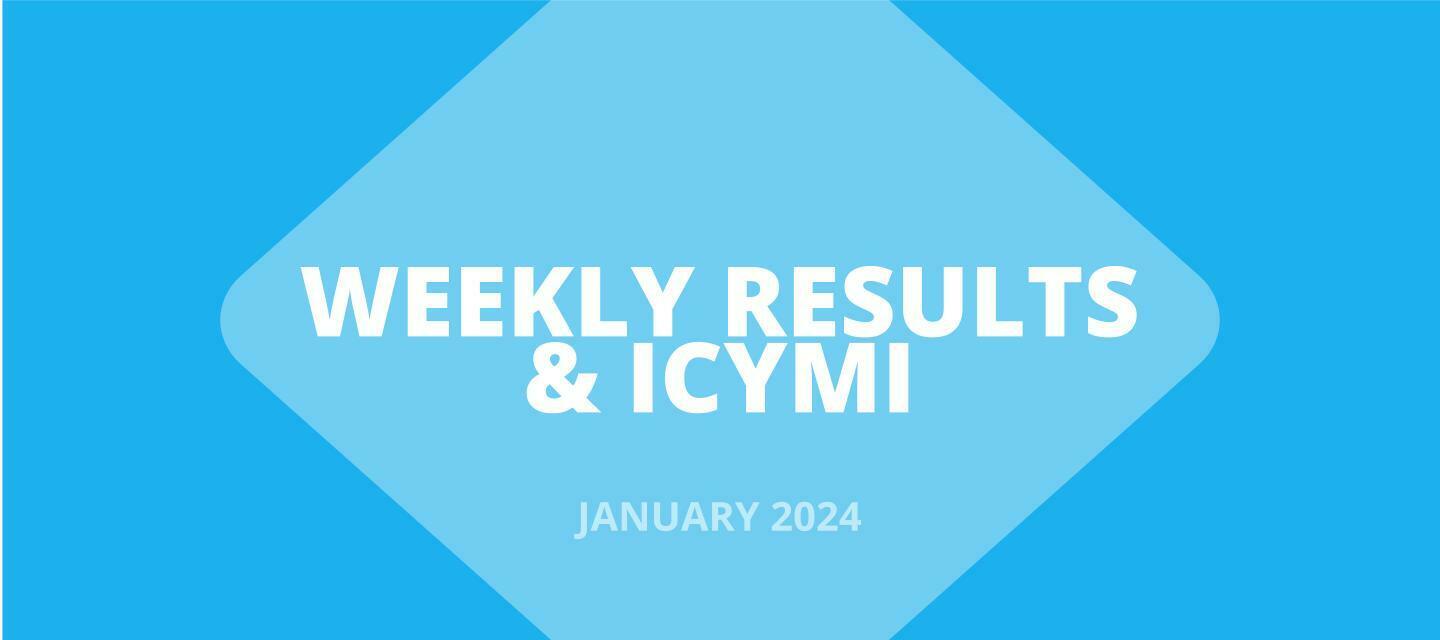 JAN 8-12: 🏆 Results + 📌 ICYMI