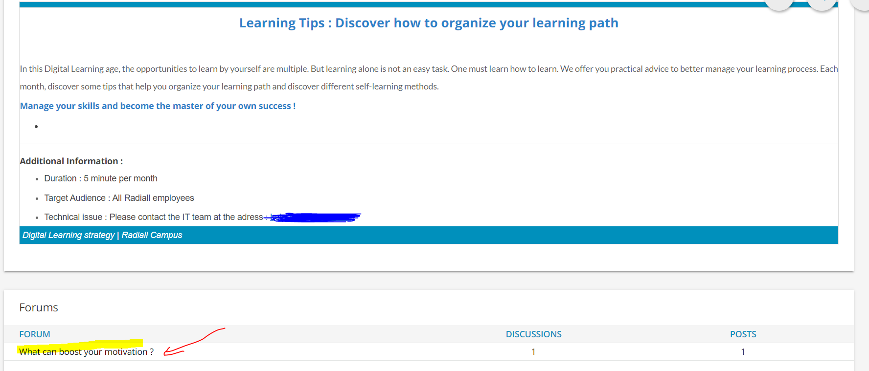 Add a forum as a training material