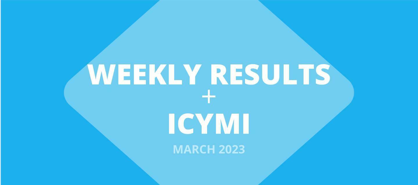 FEB 27 - MAR 3: 🏆 Results + 📌 ICYMI