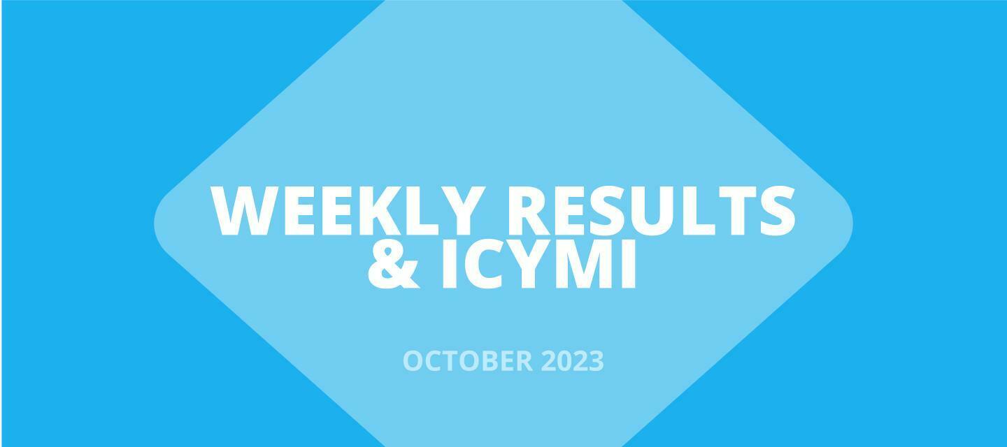 OCT 23-27: 🏆 Results + 📌 ICYMI