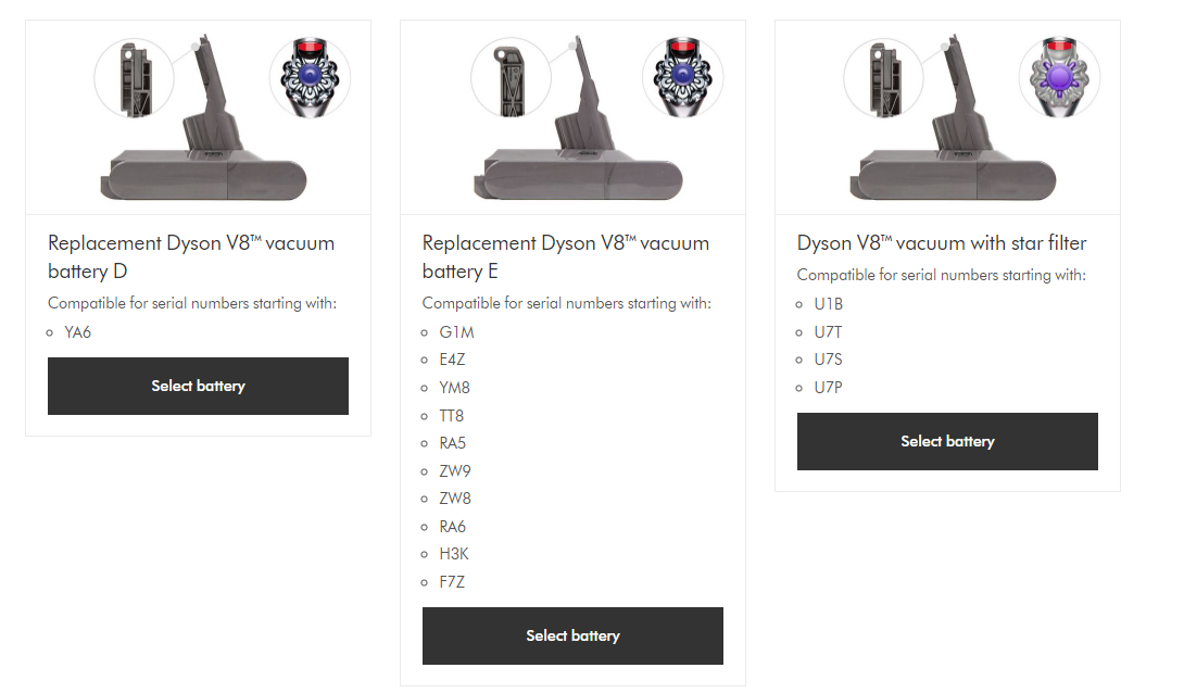 Replacement Dyson V8™ vacuum battery E
