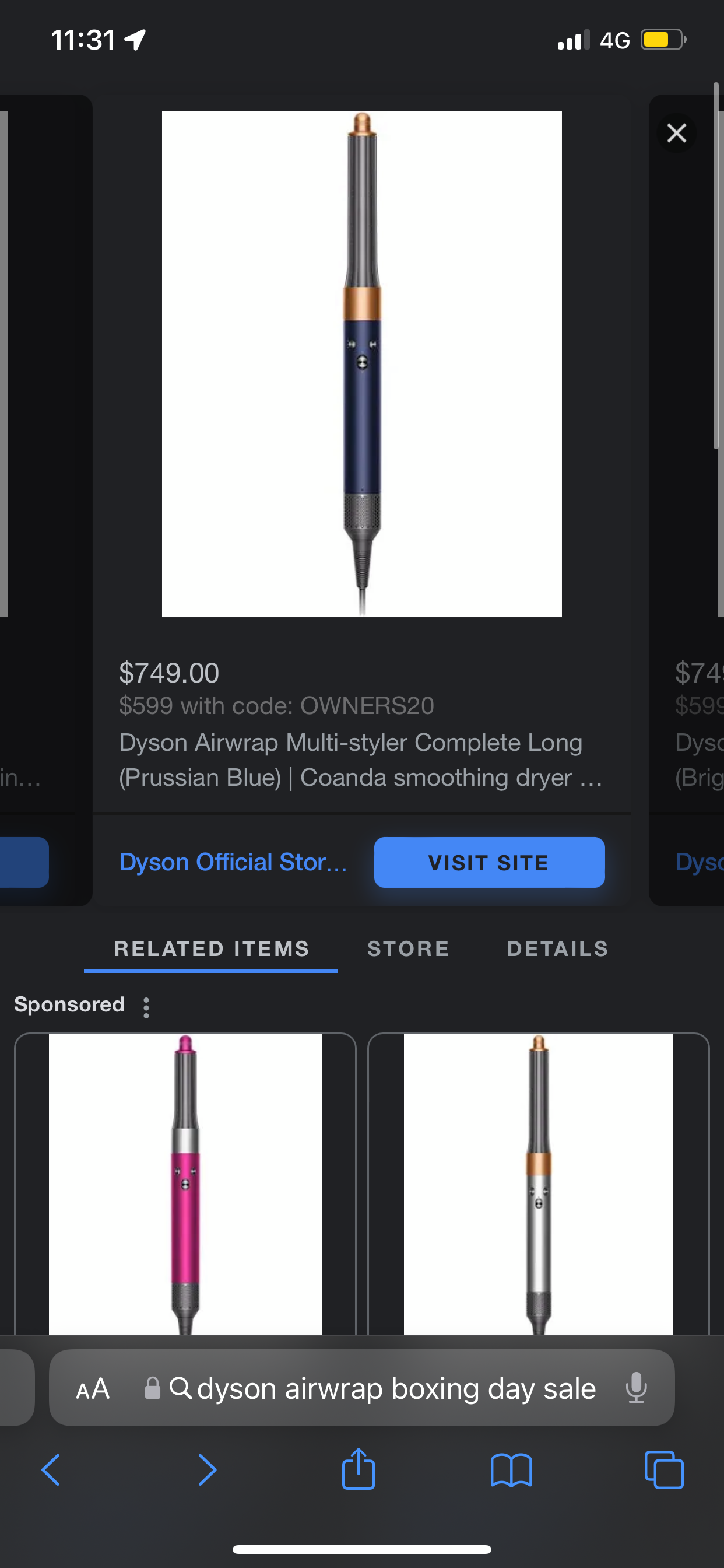 Online advertisement for Airwraps Discount code Dyson Community