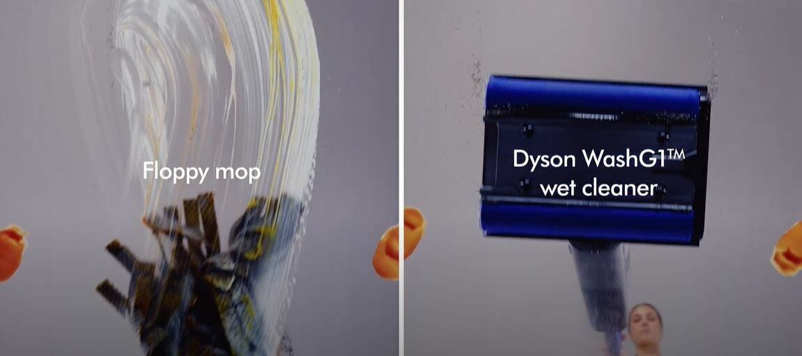 Dyson WashG1™ wet cleaner vs. Traditional Mop