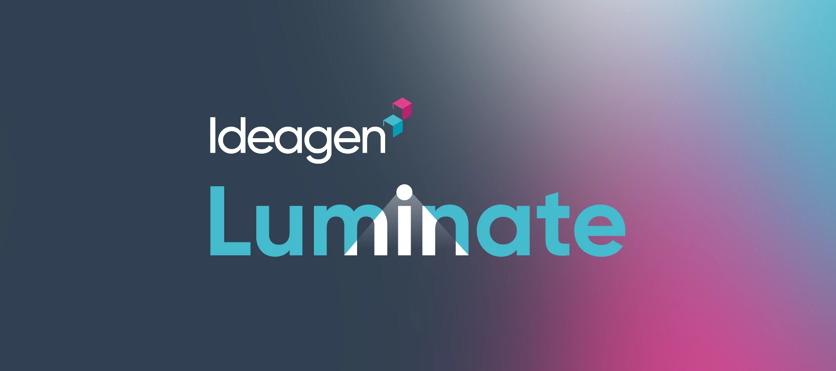 The logo for Ideagen Luminate added in front of a gradient background