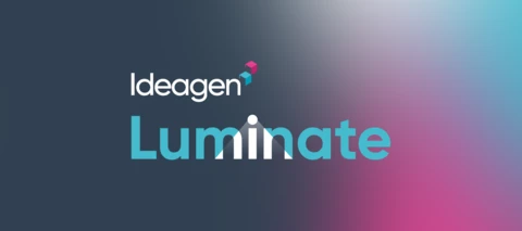 The logo for Ideagen Luminate added in front of a gradient background
