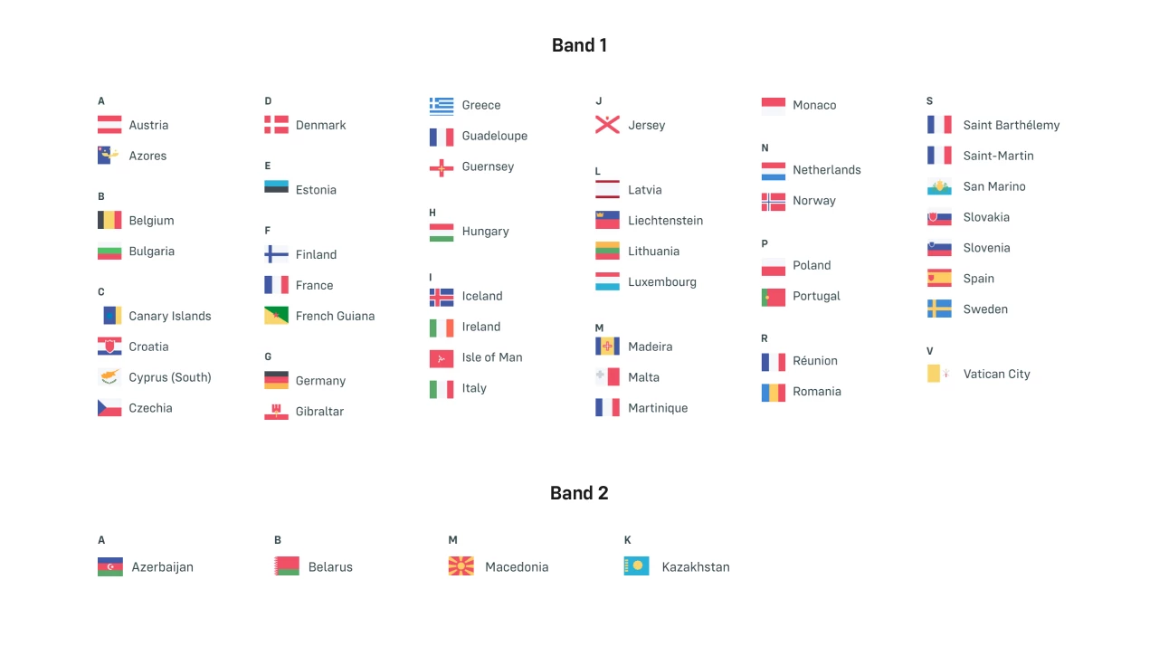 Map highlighting iD Mobile's 50 Inclusive Roaming destinations in Europe