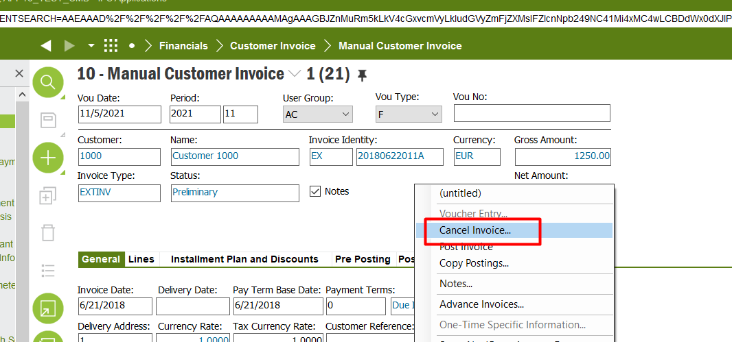 issue with customer invoice | IFS Community