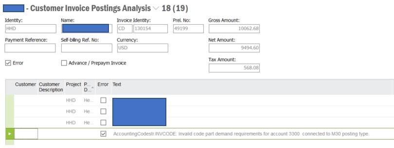 Invalid Code Part Demand Requirements For Account 3300 Connected To M30 Posting Type Ifs Community