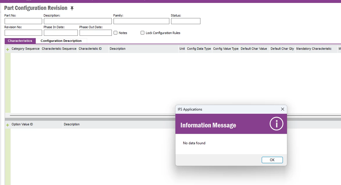 ADD PART NO. TO PART CONFIG REVISION | IFS Community