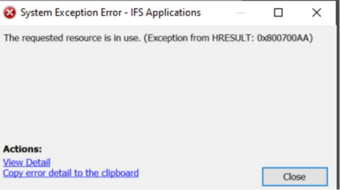 Error: "The Requested Resource Is In Use. (Exception From HRESULT ...