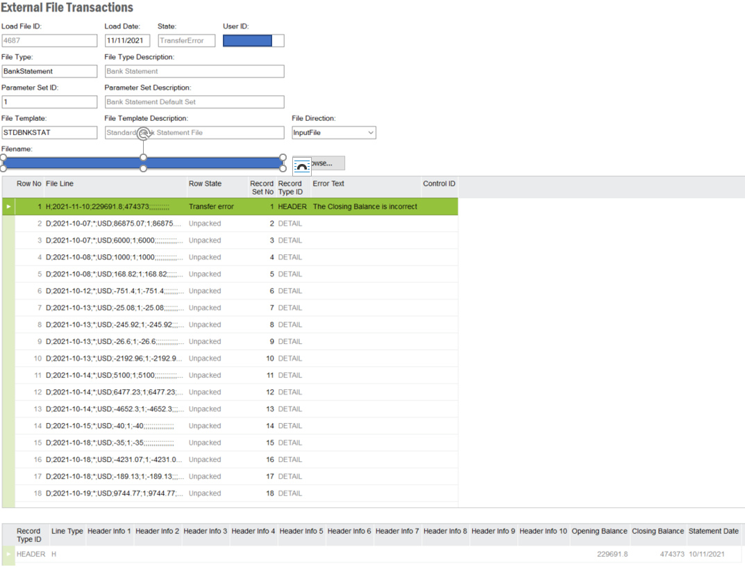 Bank Statement TransferError The Closing Balance Is Incorrect IFS Community