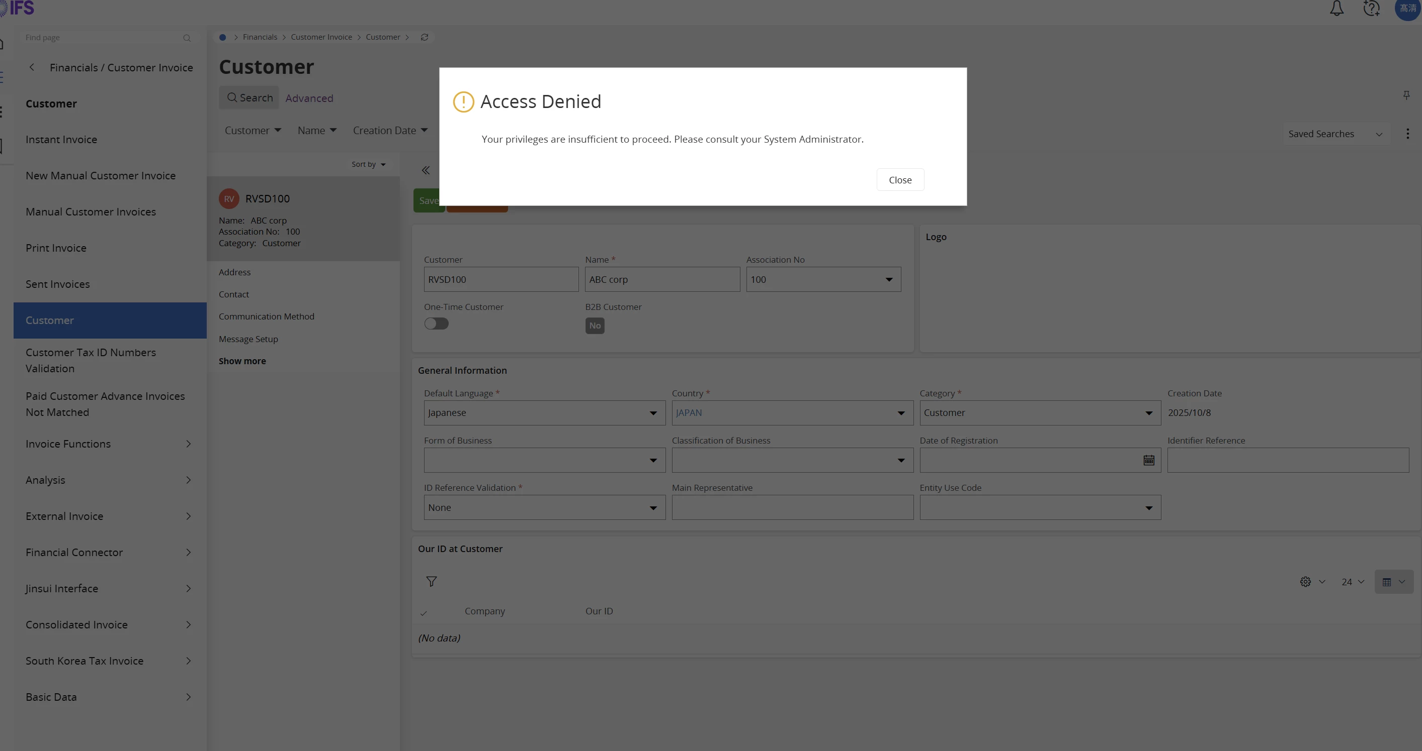 URGENT Customer registration errors | IFS Community