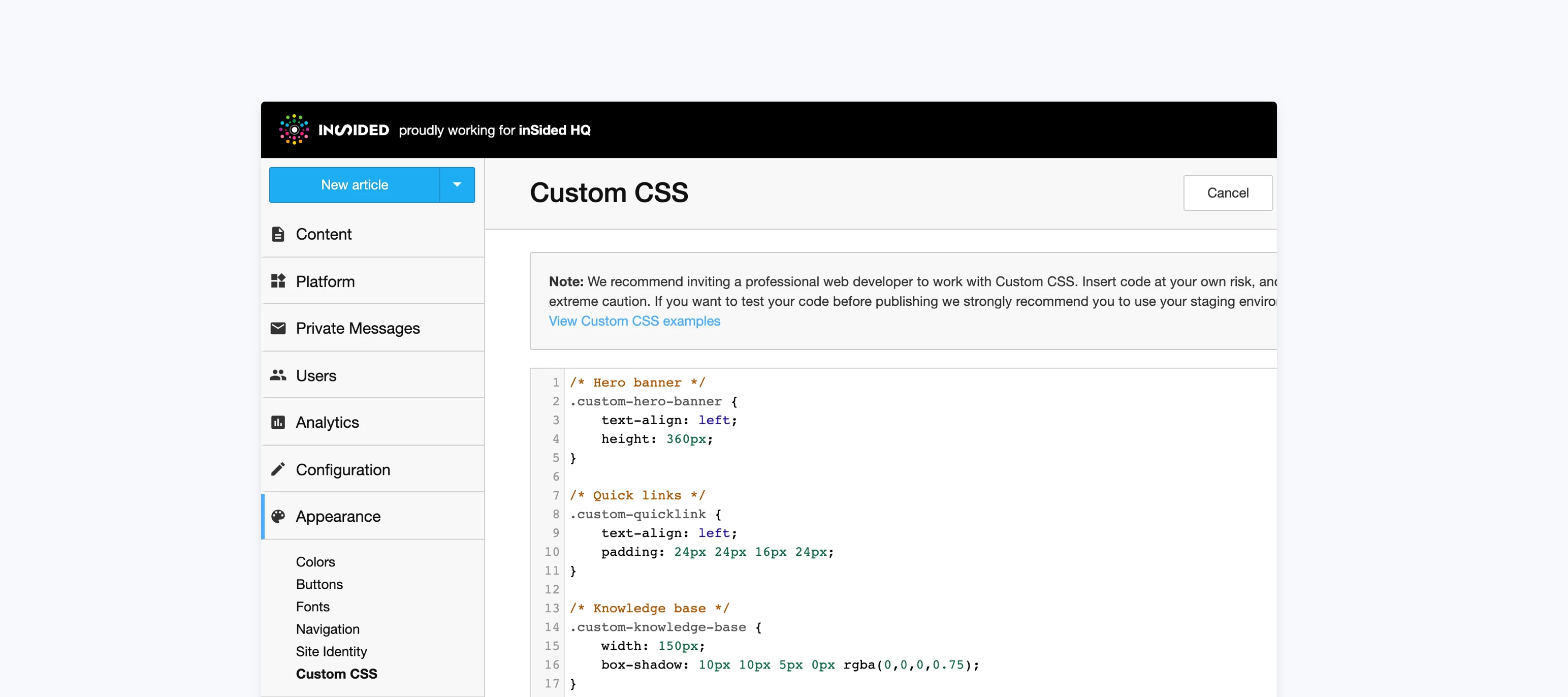 Use Custom Css To Change The Look And Feel Of Your Community