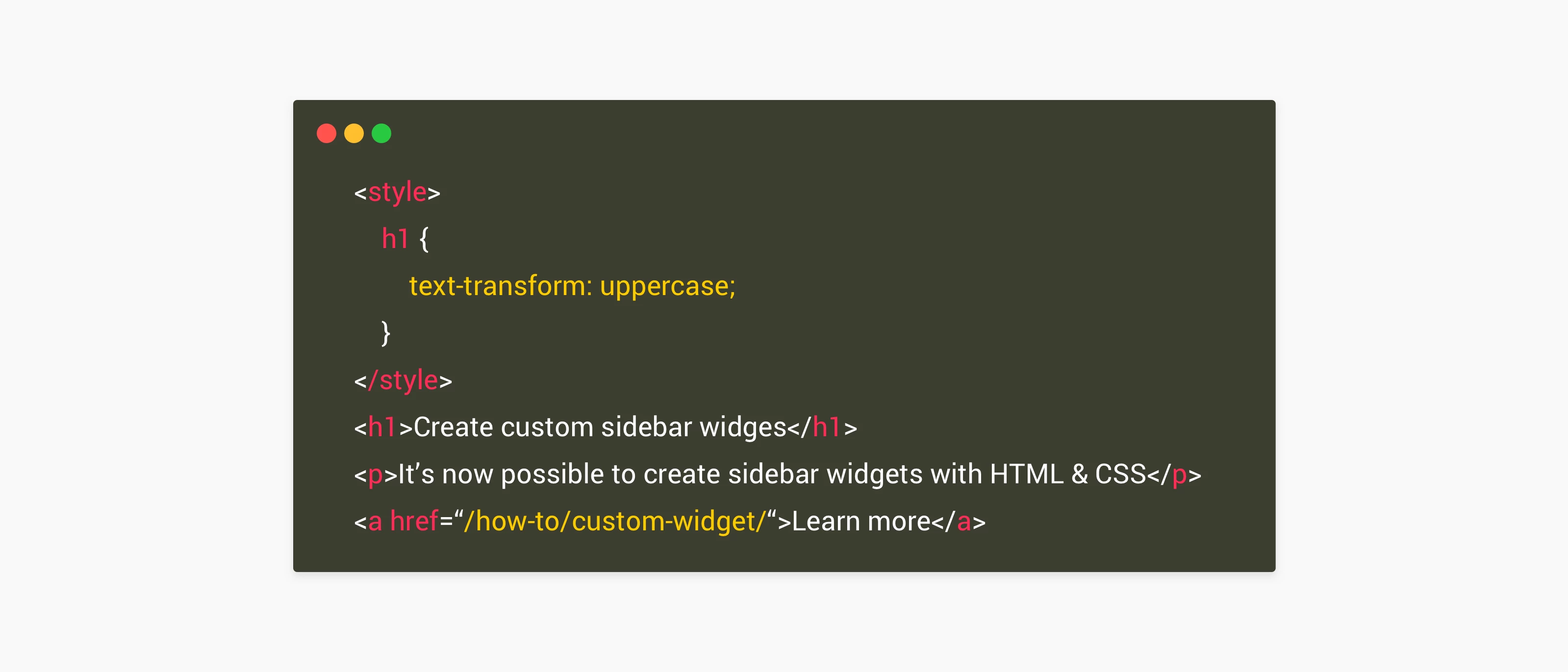 Create your own sidebar widget from scratch inSpired
