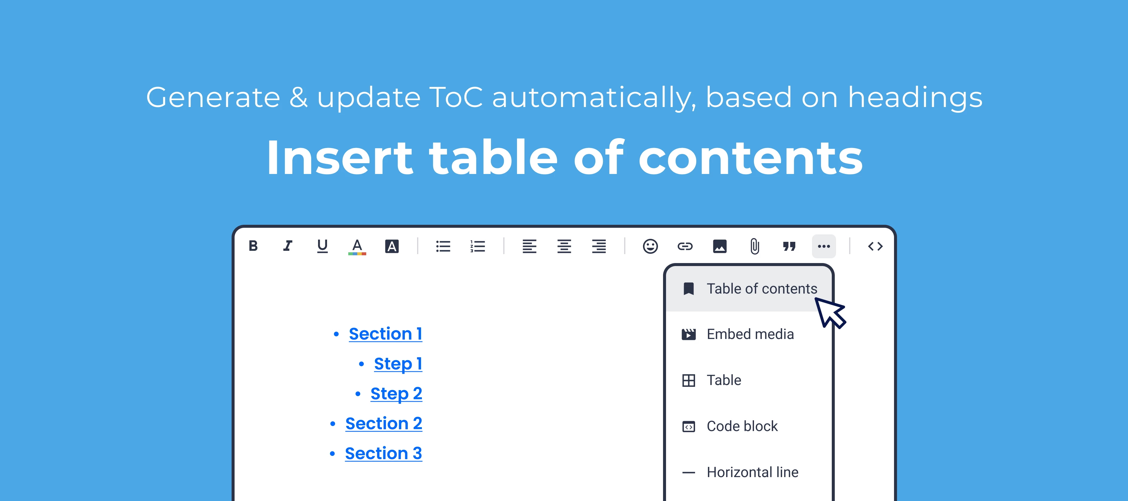 Inserting a table of contents is now available inspired
