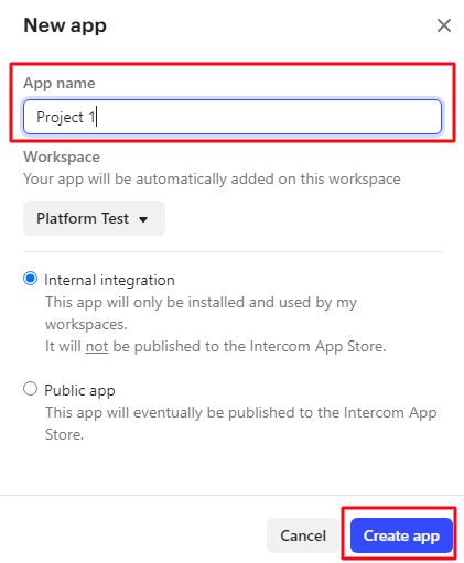 Intercom App Creation