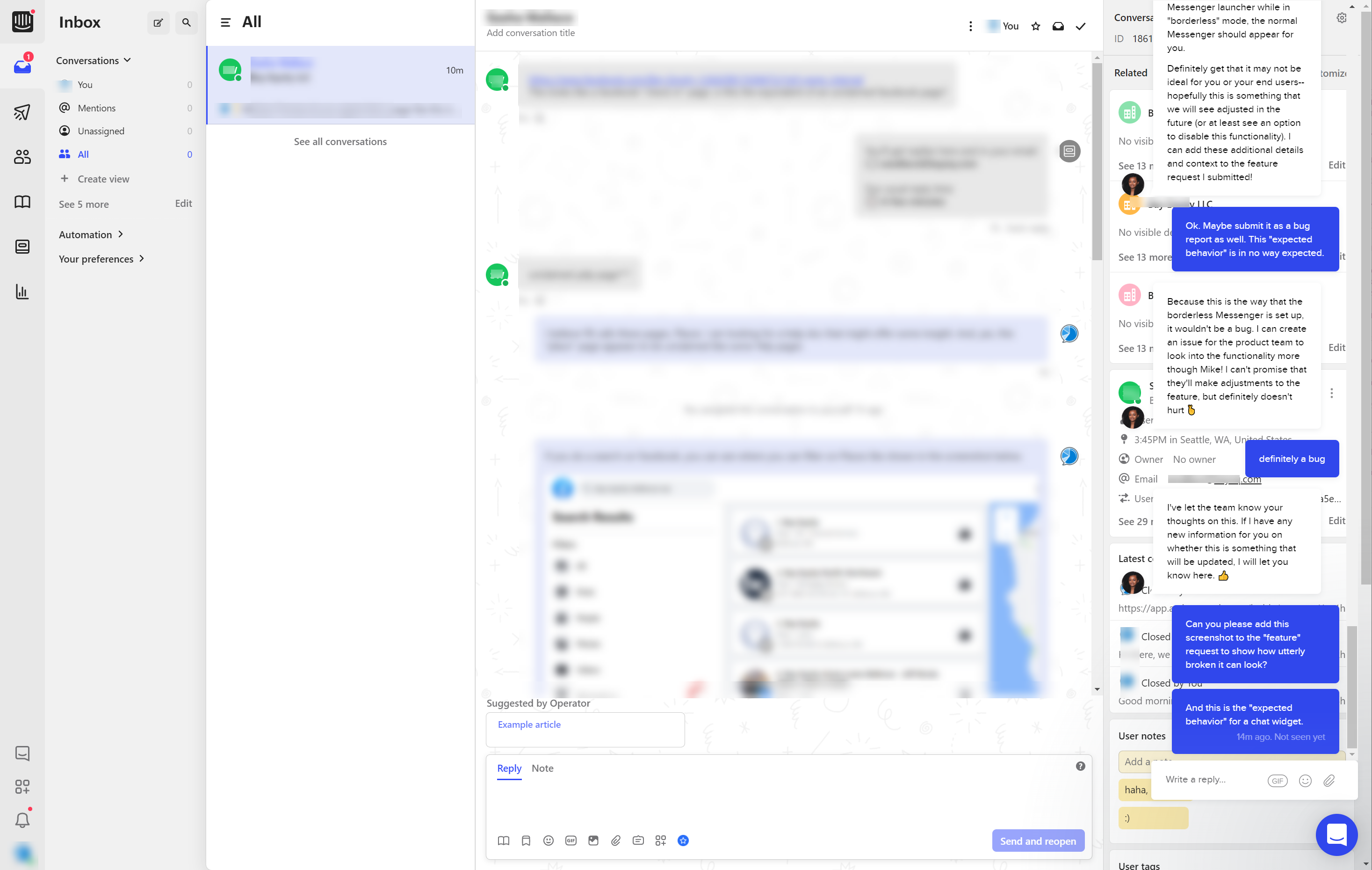 Intercom Borderless Messenger Broken