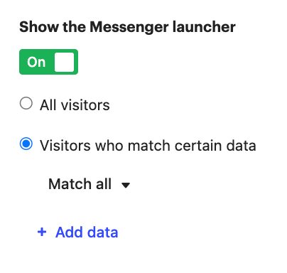 Show the Messenger Launcher setting - can select filters for those to see the launcher or not