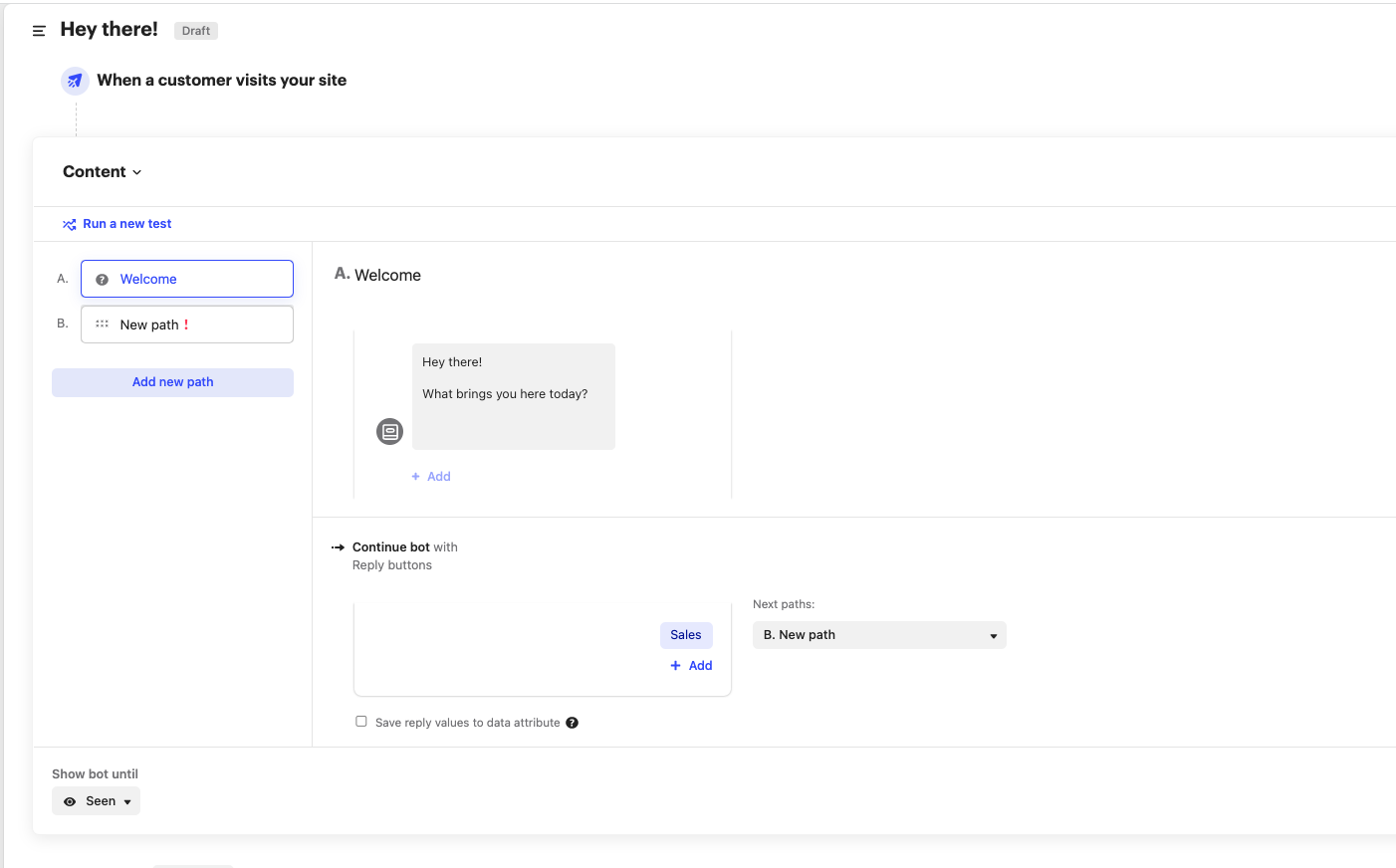 How can I add a new path for my custom bot Community